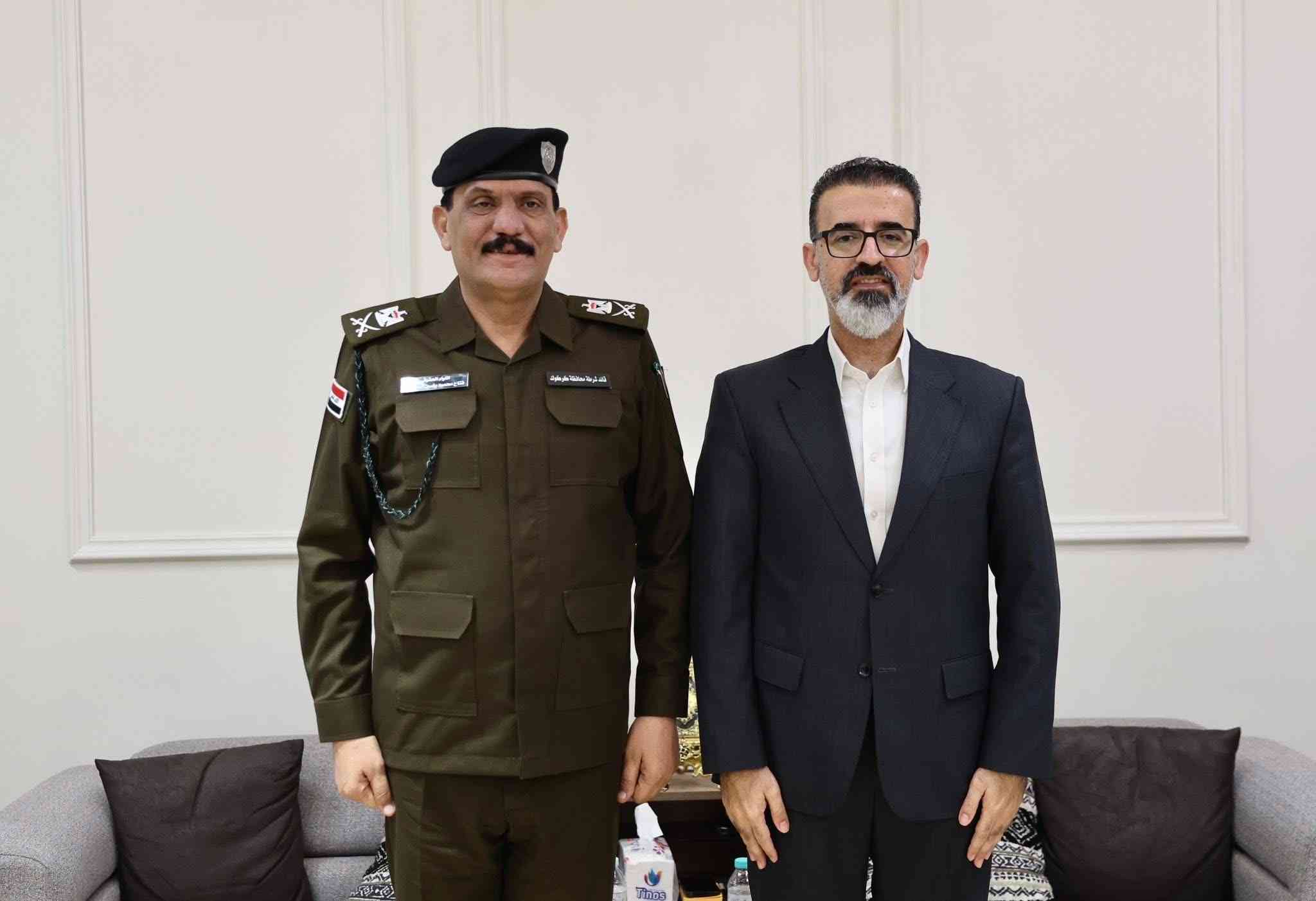 استقبل السيد محافظ كركوك ريبوار طه   قائد شرطة المحافظة اللواء فتاح محمود الخفاجي. 