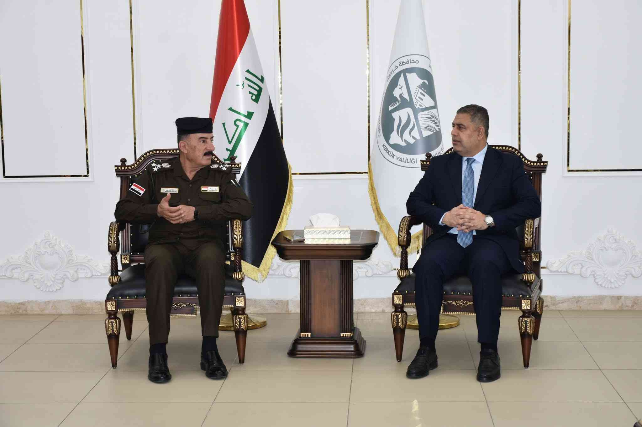 النائب الأول لمحافظ كركوك   يستقبل نائب قائد الشرطة ويبحثان تعزيز الأمن.